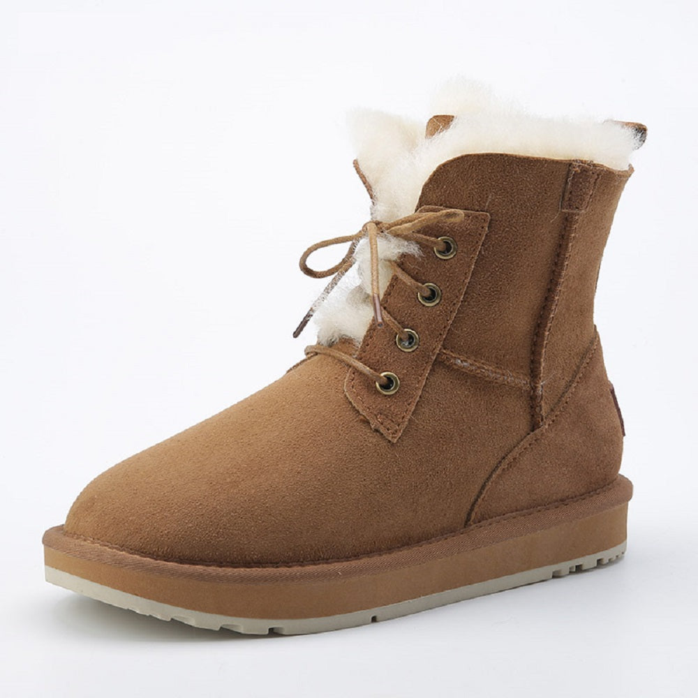 Women's Winter Snow Boots  Suede Leather Warm Shoes