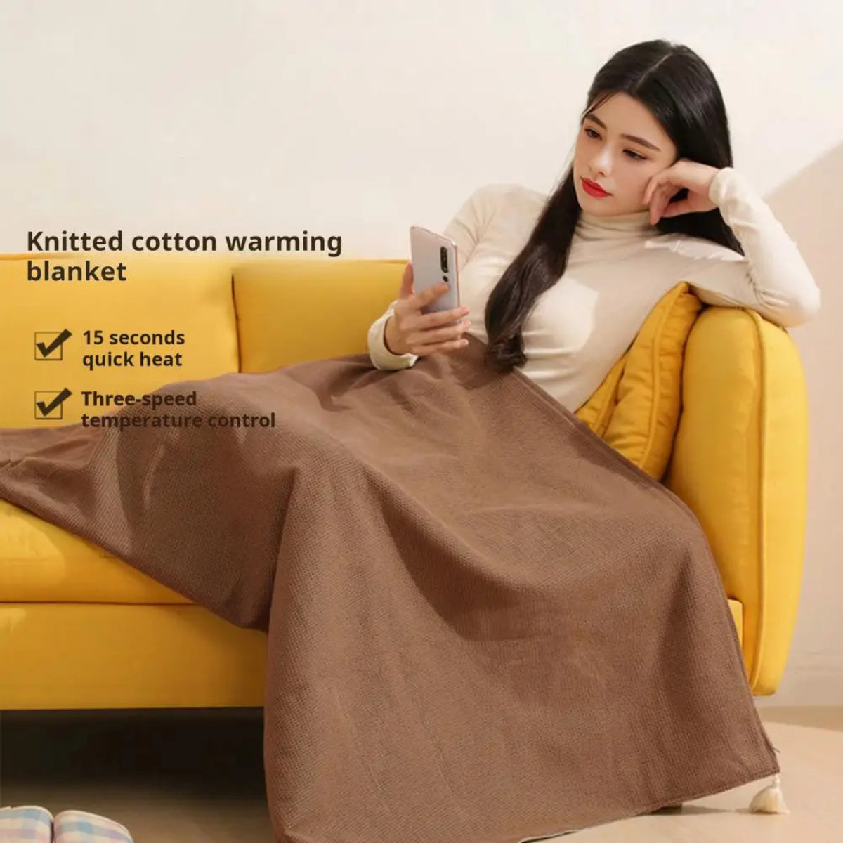 USB Wearable Heated Blanket – 3-Level Washable Winter Warmer for Home and Office