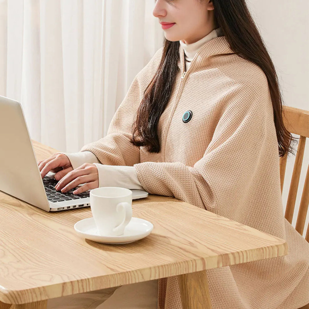 USB Wearable Heated Blanket – 3-Level Washable Winter Warmer for Home and Office