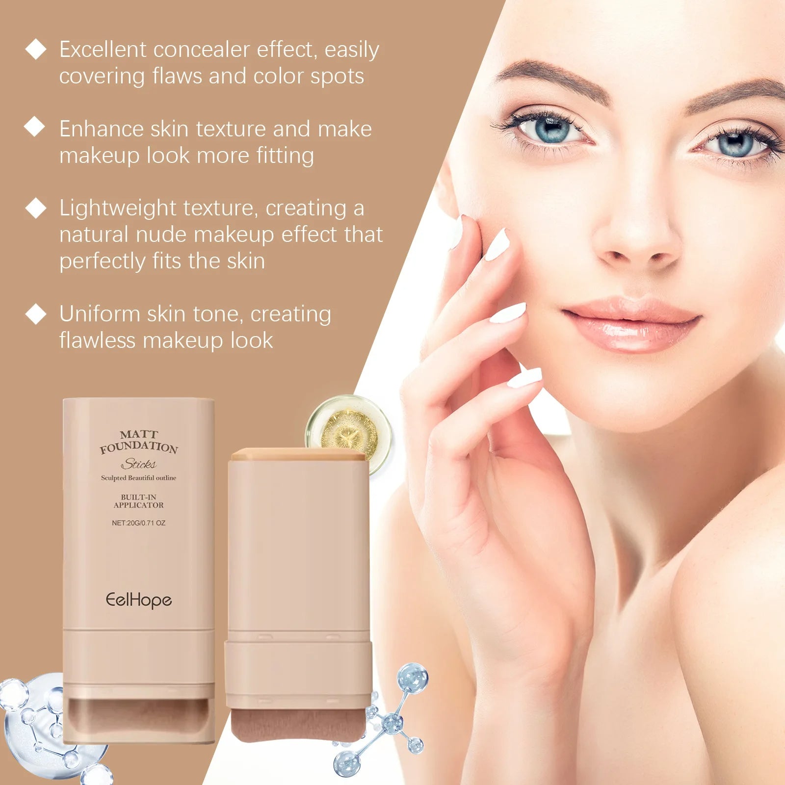 Full Coverage Concealer Foundation Stick – Long-Lasting & Smooth Finish