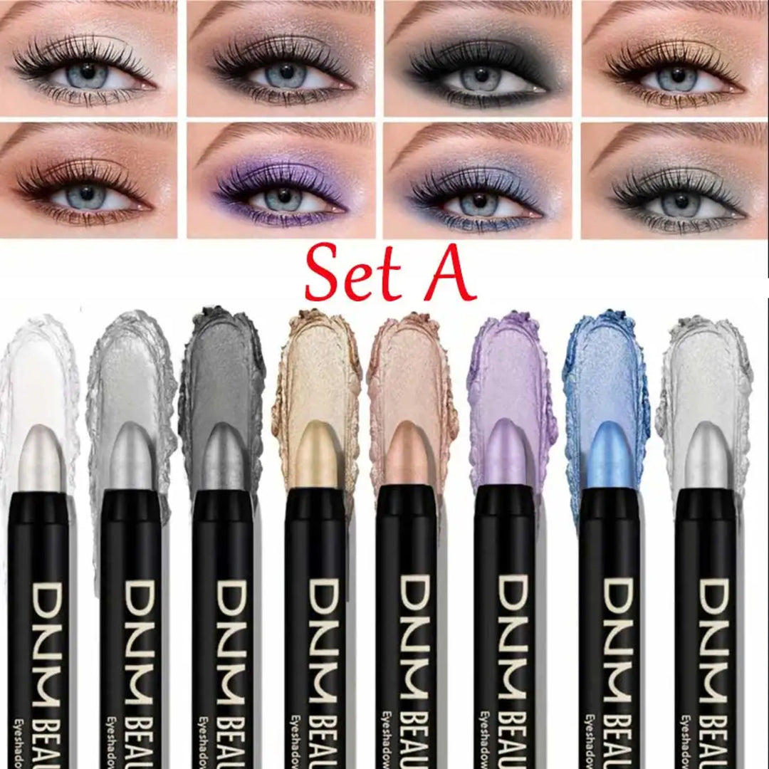 Metallic Eyeshadow 8-Pc Stick Set – Waterproof Long-Lasting and Multi-Colour