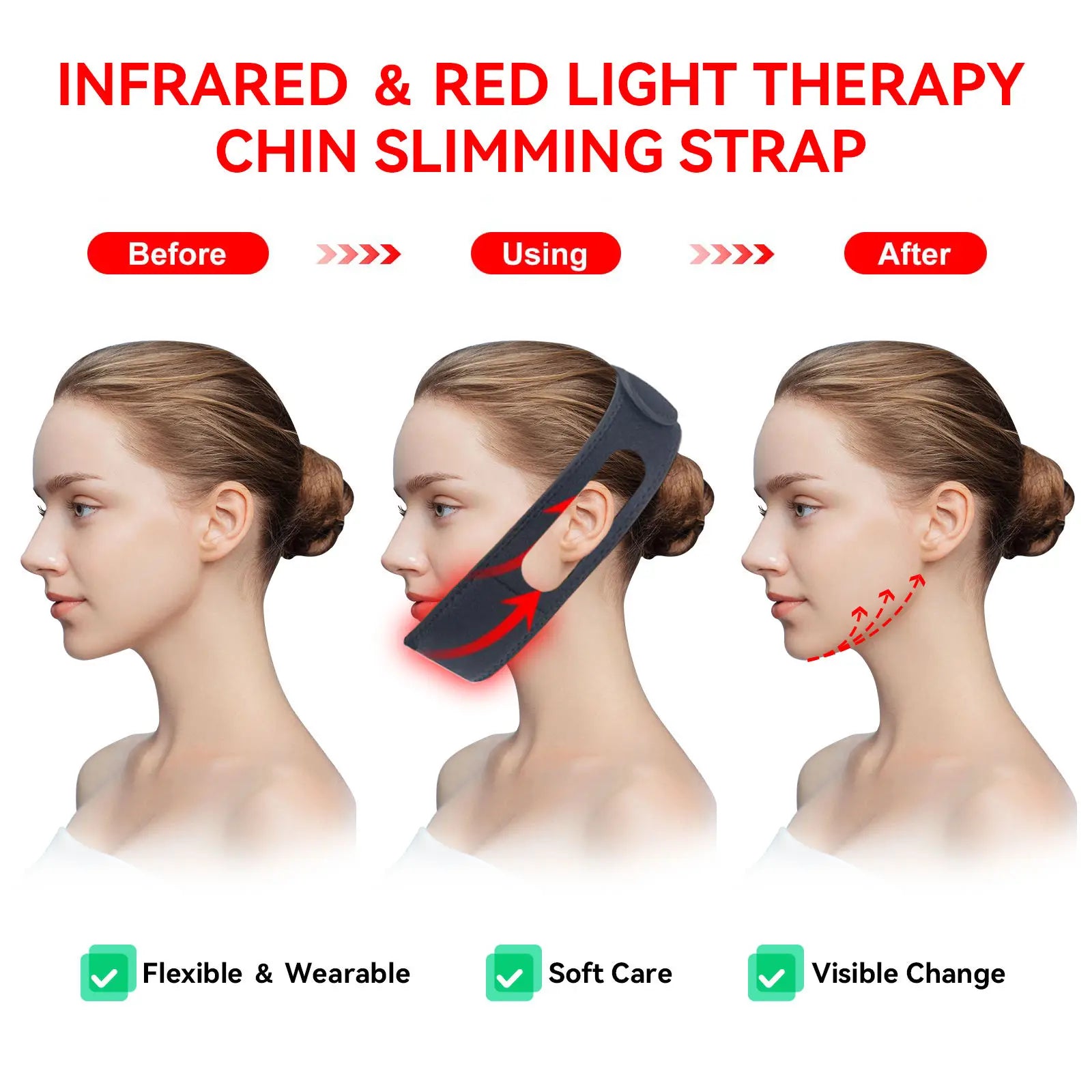 Red Light Neck Brace – Rechargeable Infrared Therapy Belt for Face & Neck Care