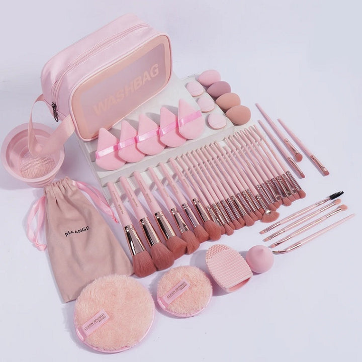 45Pcs Professional Foundation Brush Sponge Puff Cleaning Makeup Tool Kit