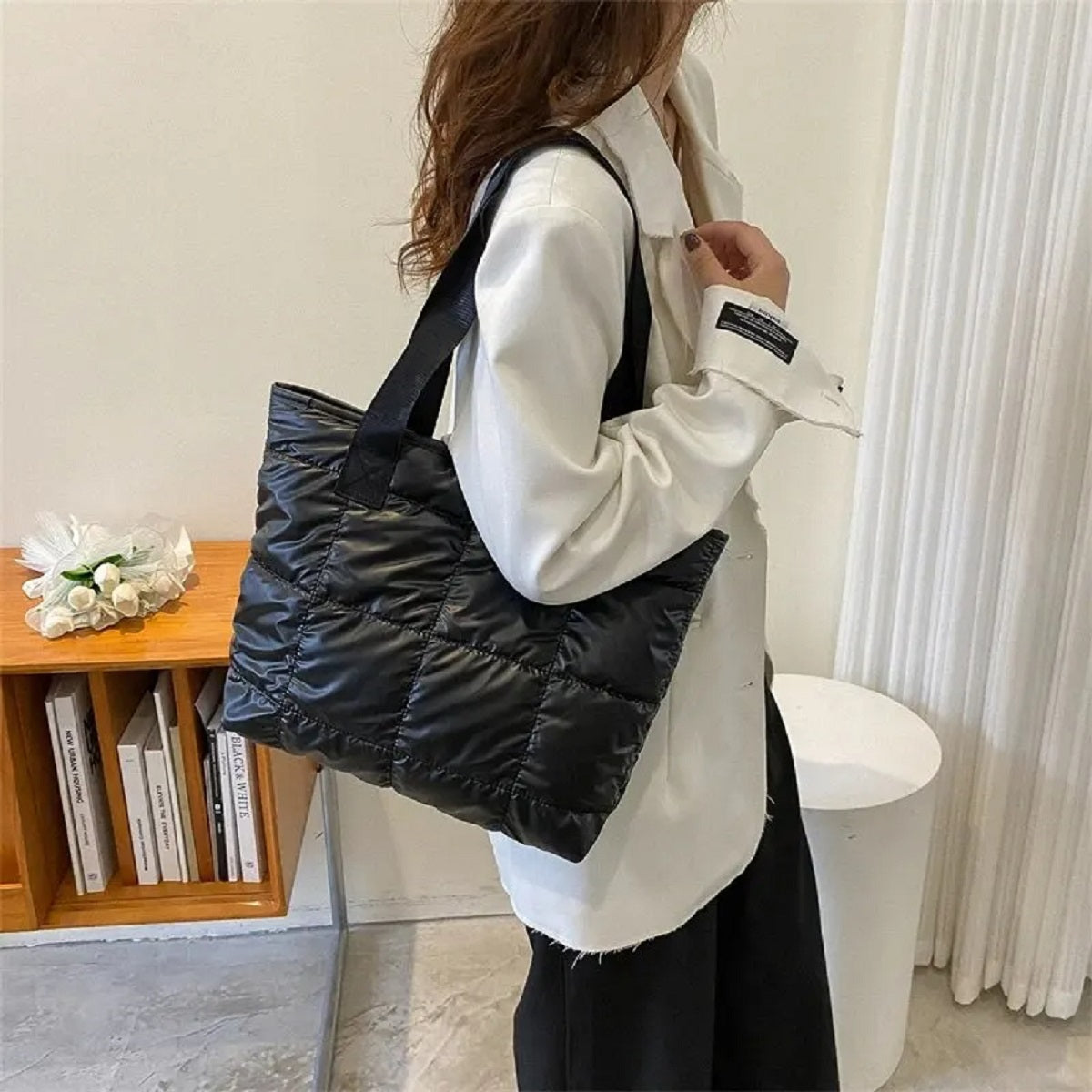 Stylish Shoulder Puffy Tote Bag