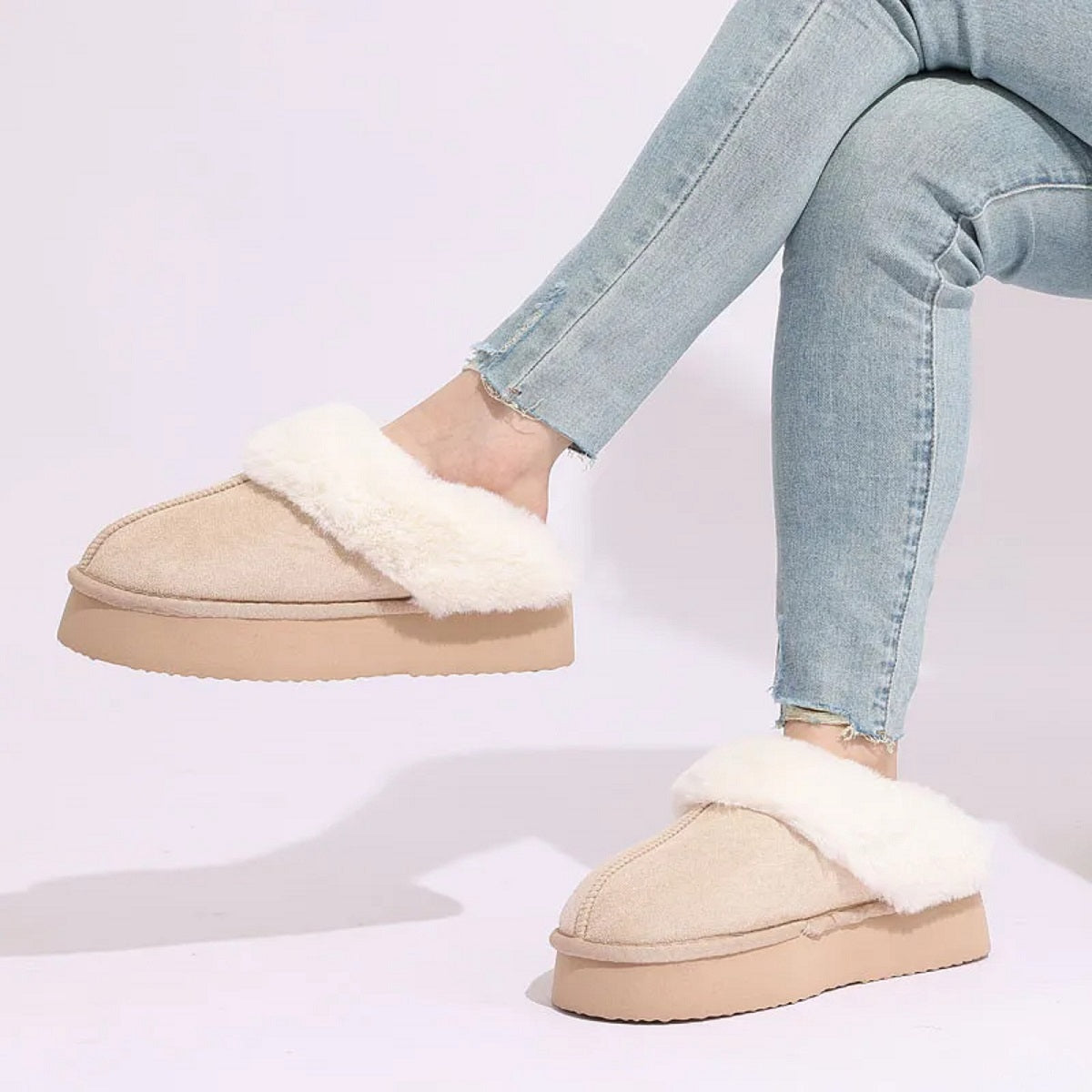 Women's Winter Warm Fuzzy Memory Foam Thick Bottom Slippers