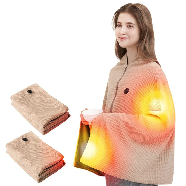 USB Wearable Heated Blanket – 3-Level Washable Winter Warmer for Home and Office