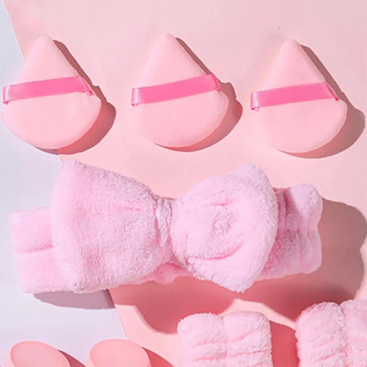14 Pcs Headband Wristband Reusable Makeup Puff Soft Sponge Set