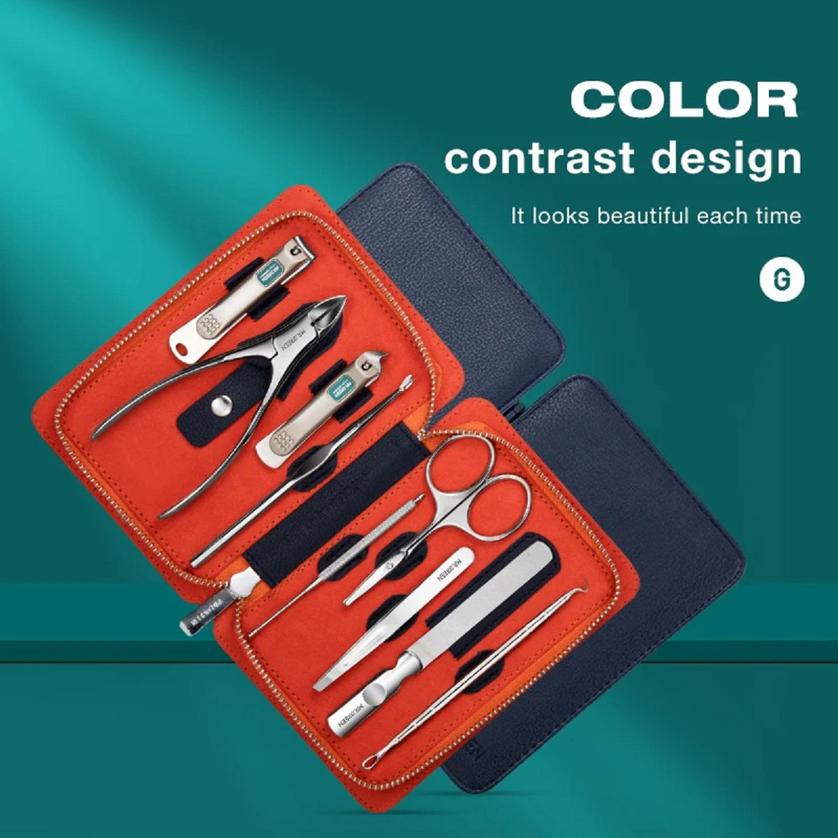 9-in-1 Professional Nail Clippers With Leather Case Manicure Set