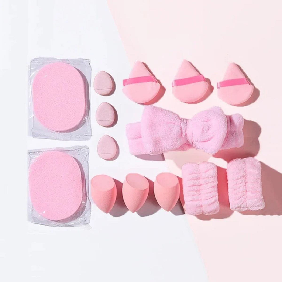 14 Pcs Headband Wristband Reusable Makeup Puff Soft Sponge Set