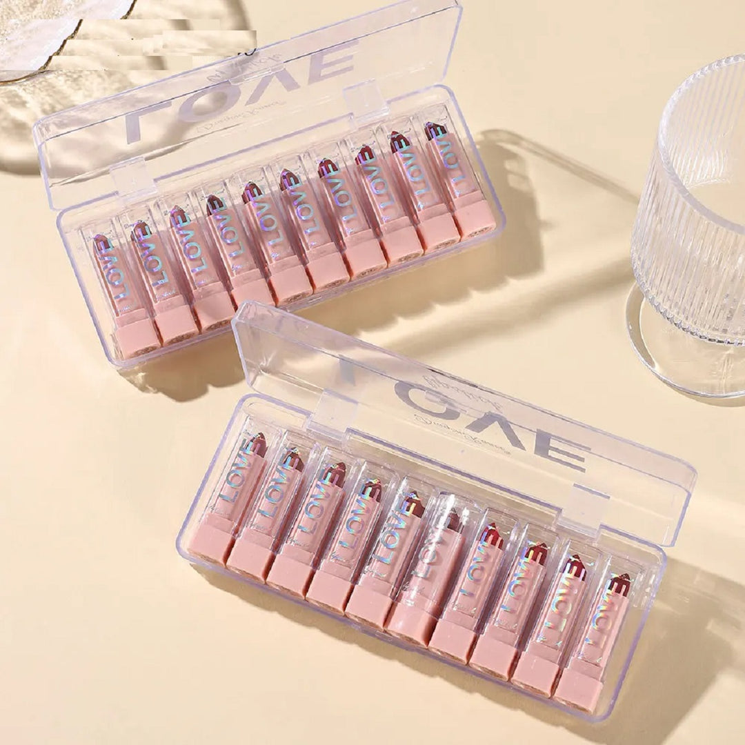 10-Color Mini Matte Lipstick Set – Long-Lasting Skin Tone Gift Collection