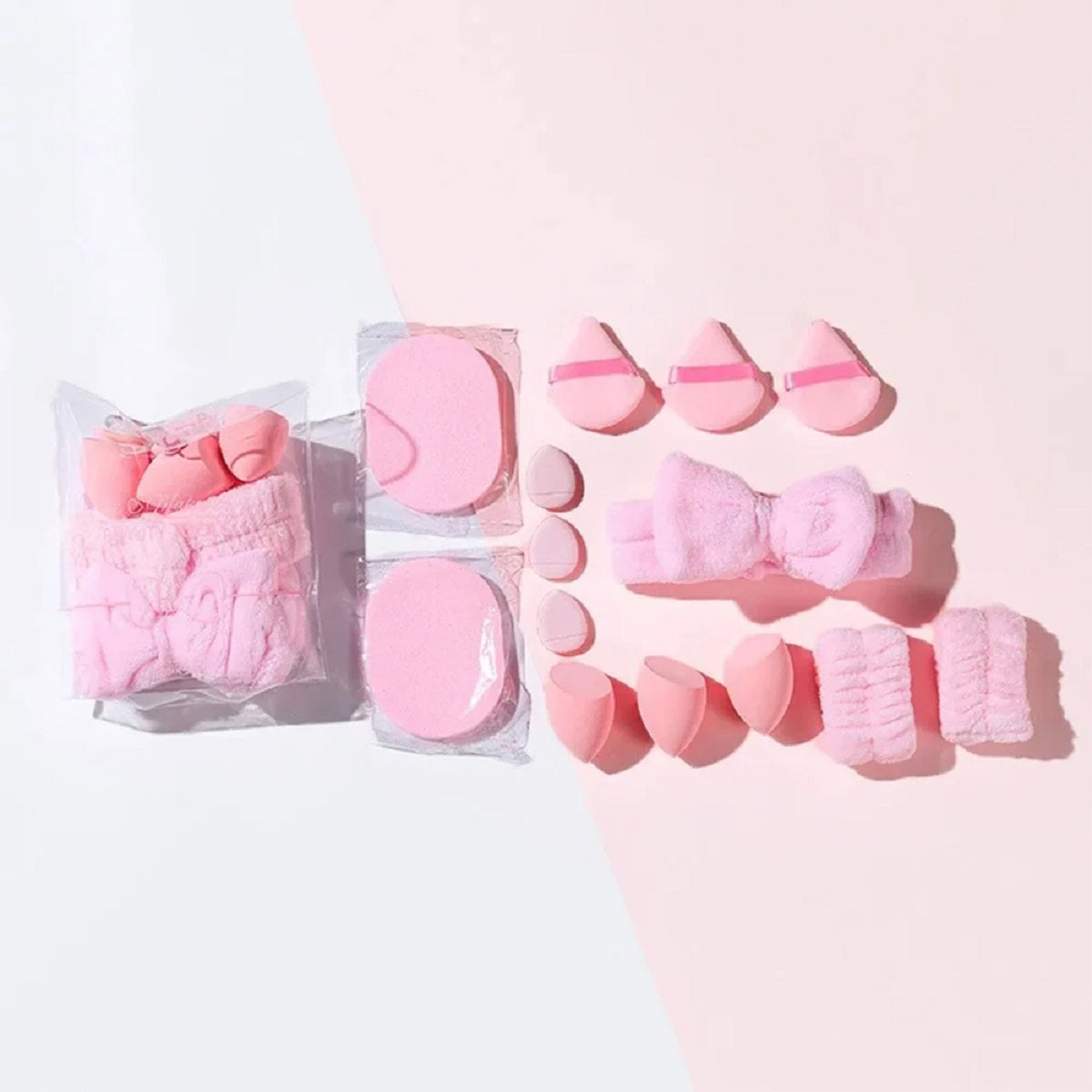 14 Pcs Headband Wristband Reusable Makeup Puff Soft Sponge Set