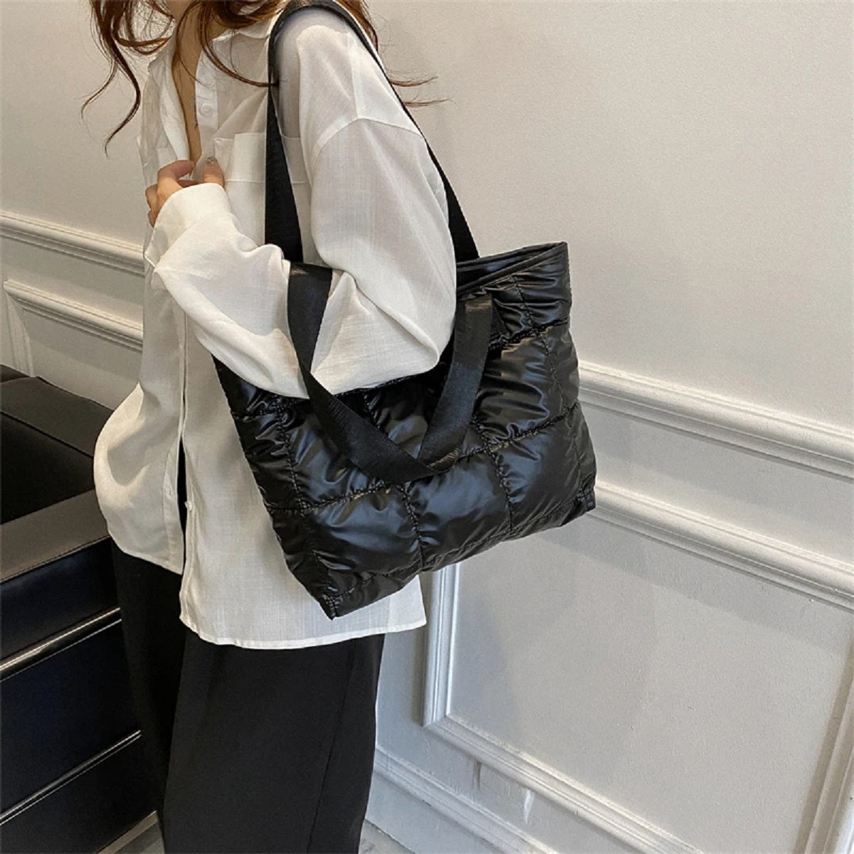 Stylish Shoulder Puffy Tote Bag