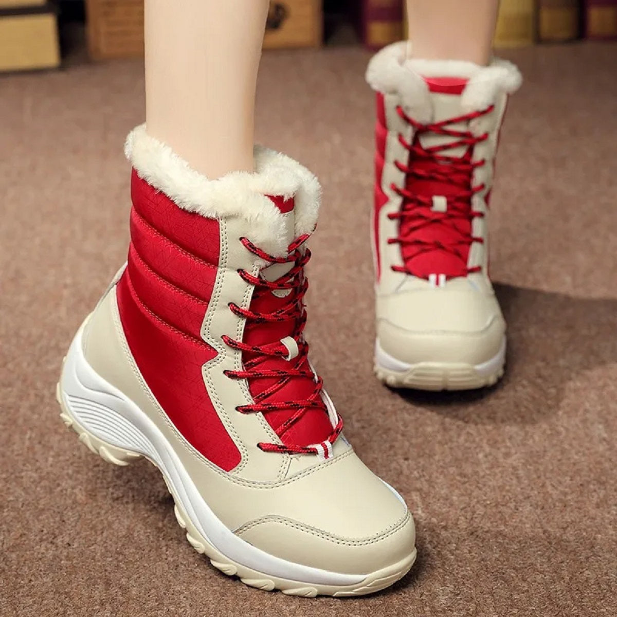 Women's Winter Snow Faux Fur Waterproof Ankle Booties