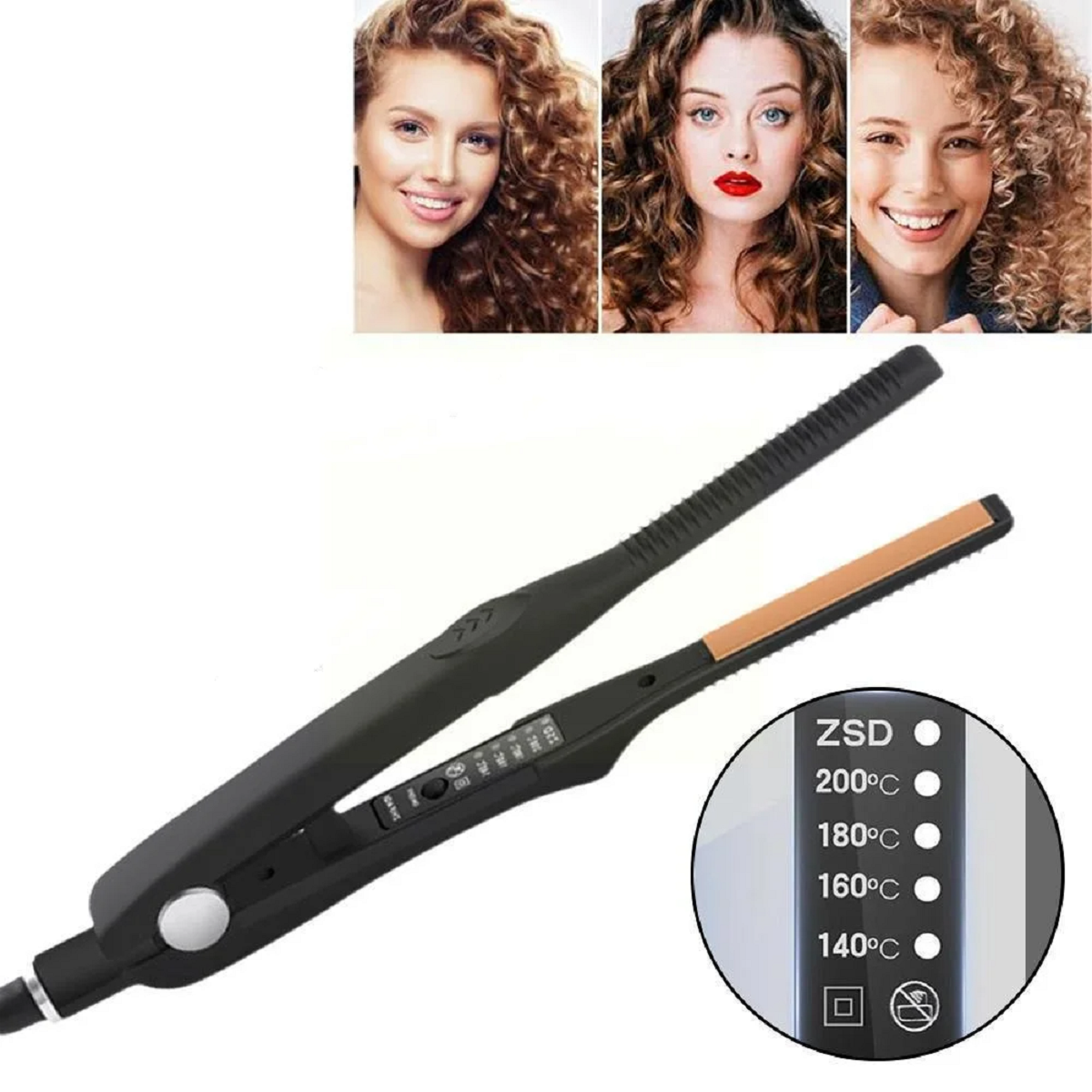 2 In 1 Hair Straightener And Curler Small Flat Iron Ceramic Hair