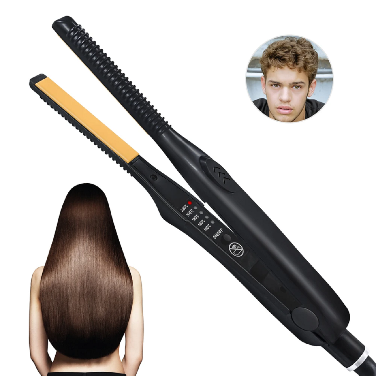 2 In 1 Hair Straightener And Curler Small Flat Iron Ceramic Hair