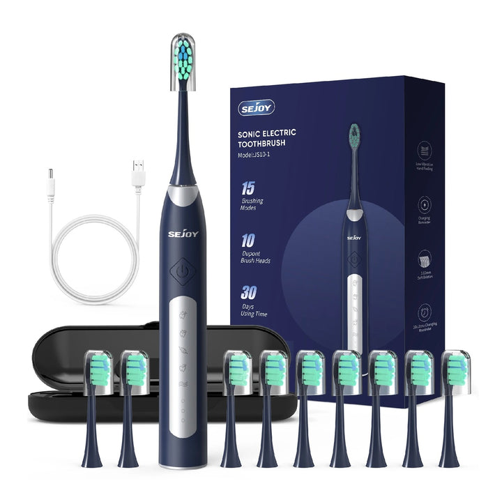 Rechargeable Electric Toothbrush – Waterproof with 10 Replacement Heads