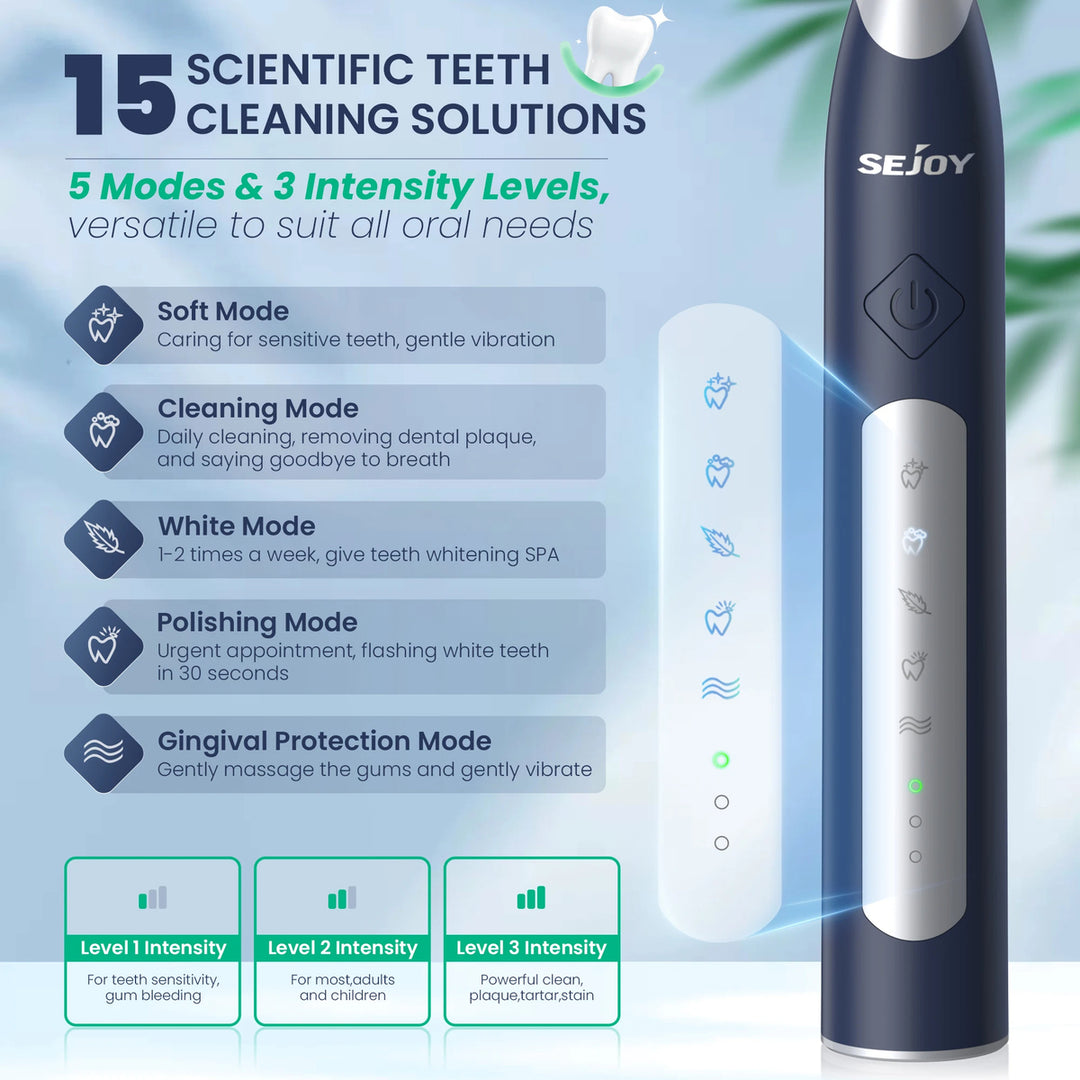 Rechargeable Electric Toothbrush – Waterproof with 10 Replacement Heads