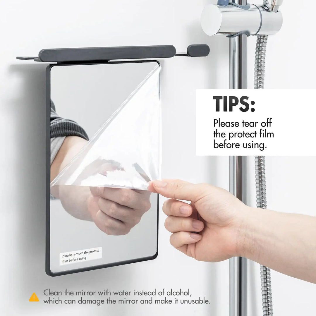 Fogless Shower Shaving Mirror – No-Drill Suction Mount