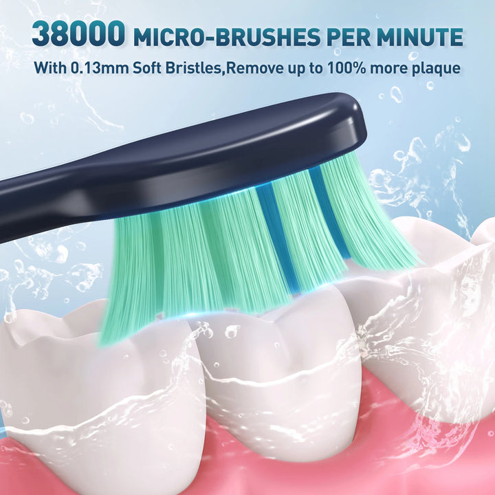 Rechargeable Electric Toothbrush – Waterproof with 10 Replacement Heads