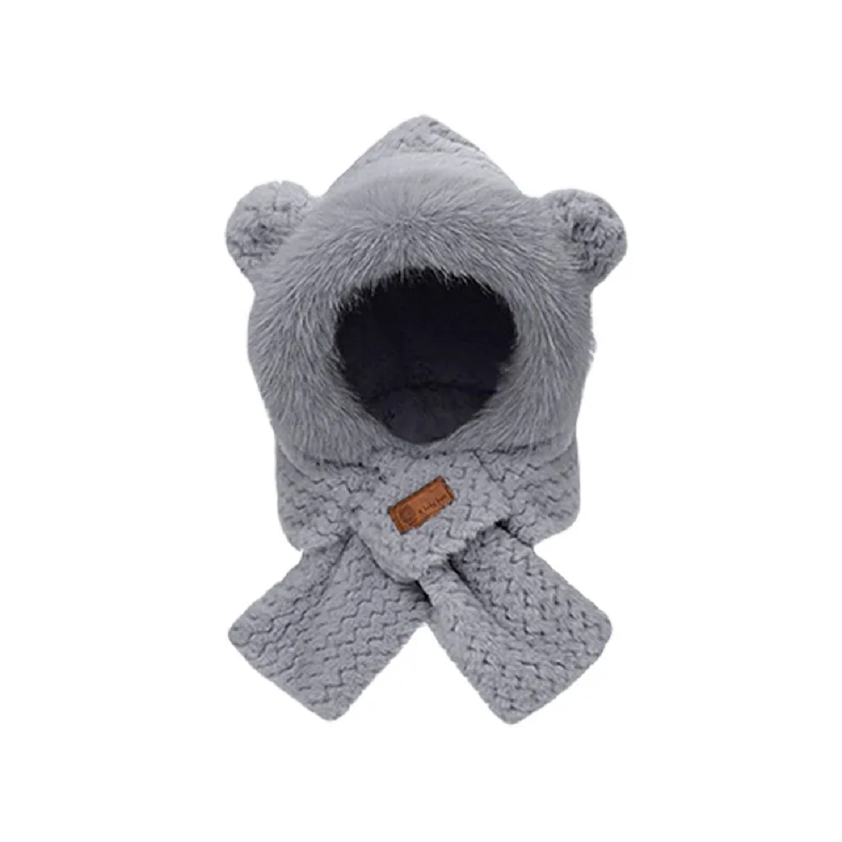 Knitted Fleece Cross Scarves  Ear And Neck Protection Hat Scarf Set