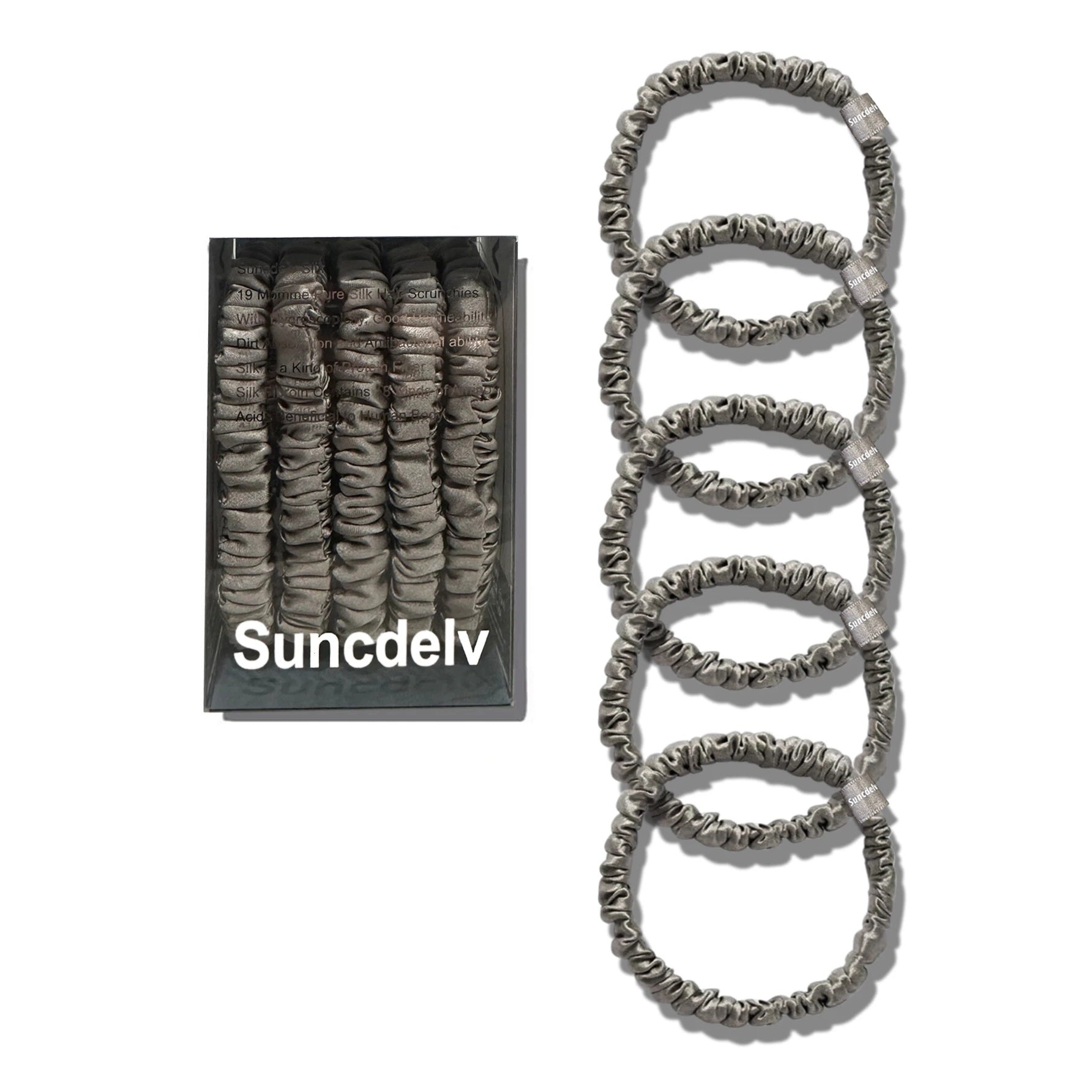 5-Pack Mulberry Silk Scrunchies – Hair Ties for Women and Girls