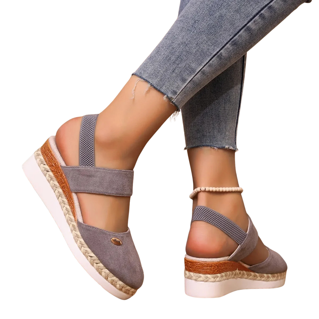 Women’s Closed-Toe Wedge Sandals – Buckle-Strap Gladiator Summer Shoes