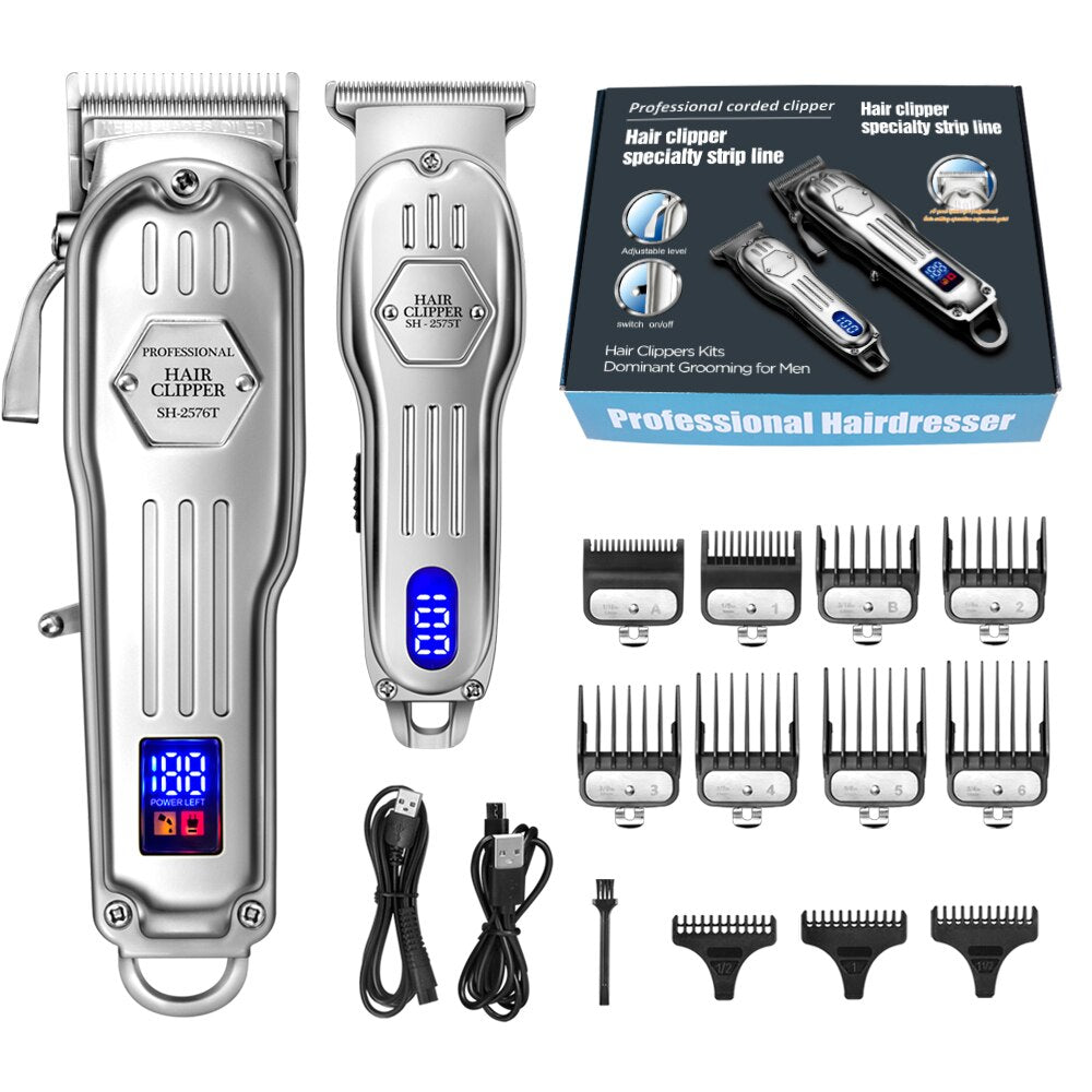 2 in 1 Full Metal Comb Barber Hair Clipper Kit
