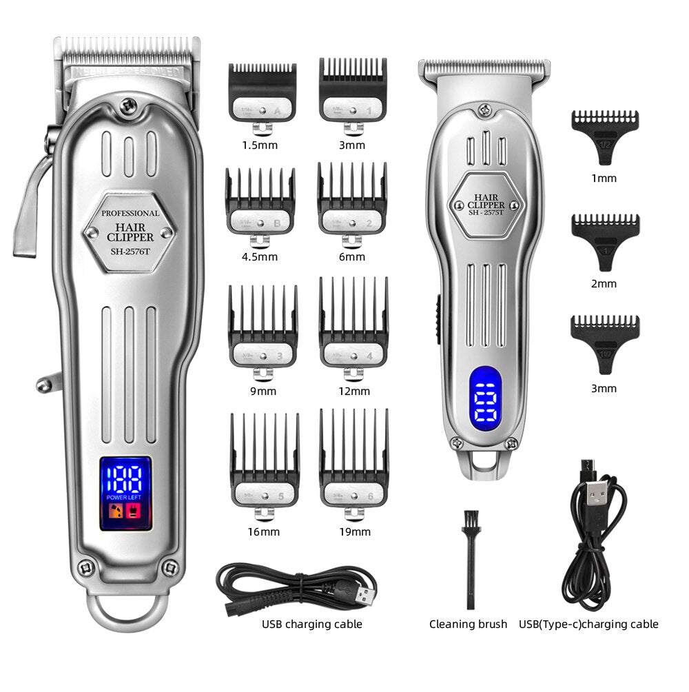 2 in 1 Full Metal Comb Barber Hair Clipper Kit