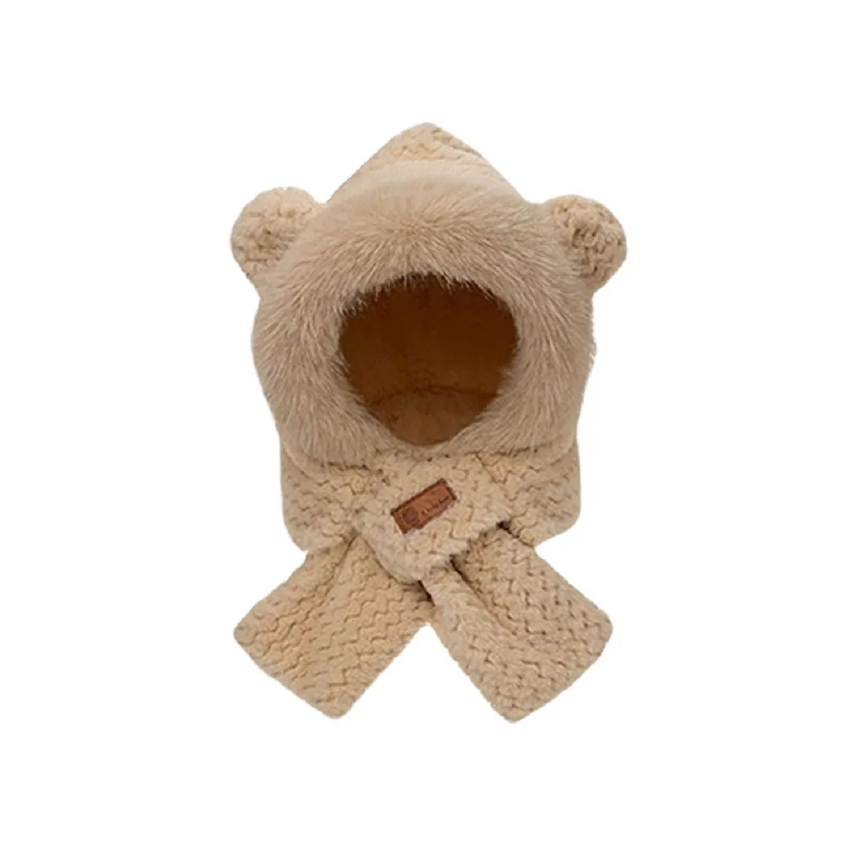 Knitted Fleece Cross Scarves  Ear And Neck Protection Hat Scarf Set