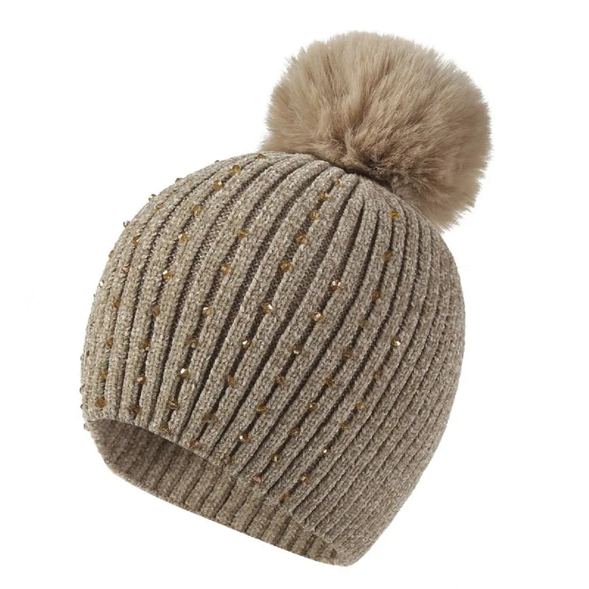 Women's Winter Beanie Hat with Pearls Beanies Cap