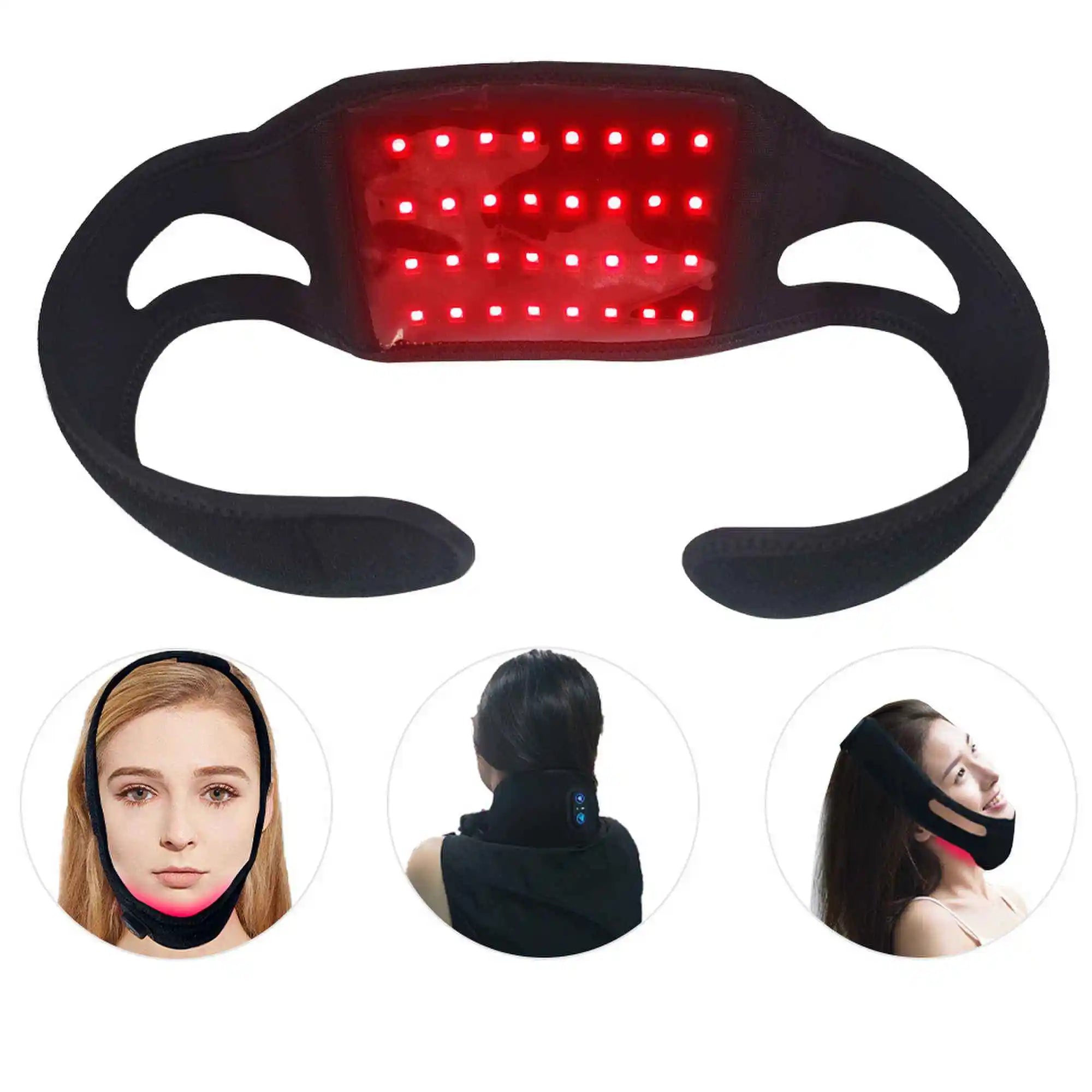 Red Light Neck Brace – Rechargeable Infrared Therapy Belt for Face & Neck Care