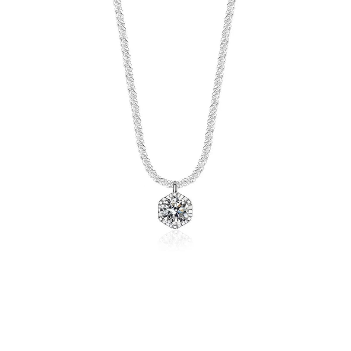 S925 Sterling Silver Sparkling Pendant Necklace