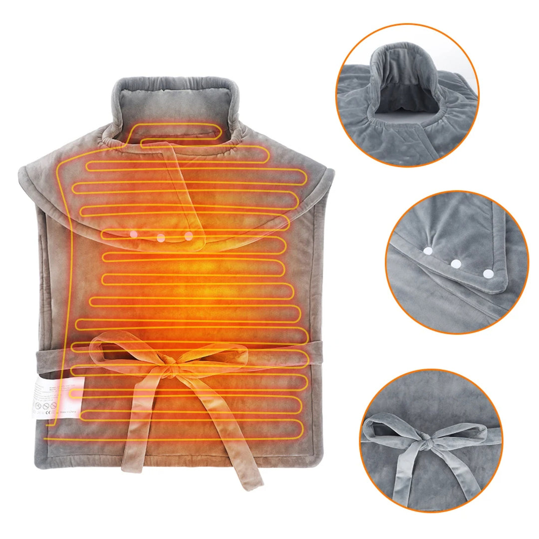 Electric Heated Shawl – 3-Level Neck Back and Waist Warmer