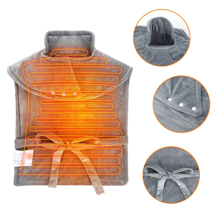 Electric Heated Shawl – 3-Level Neck Back and Waist Warmer