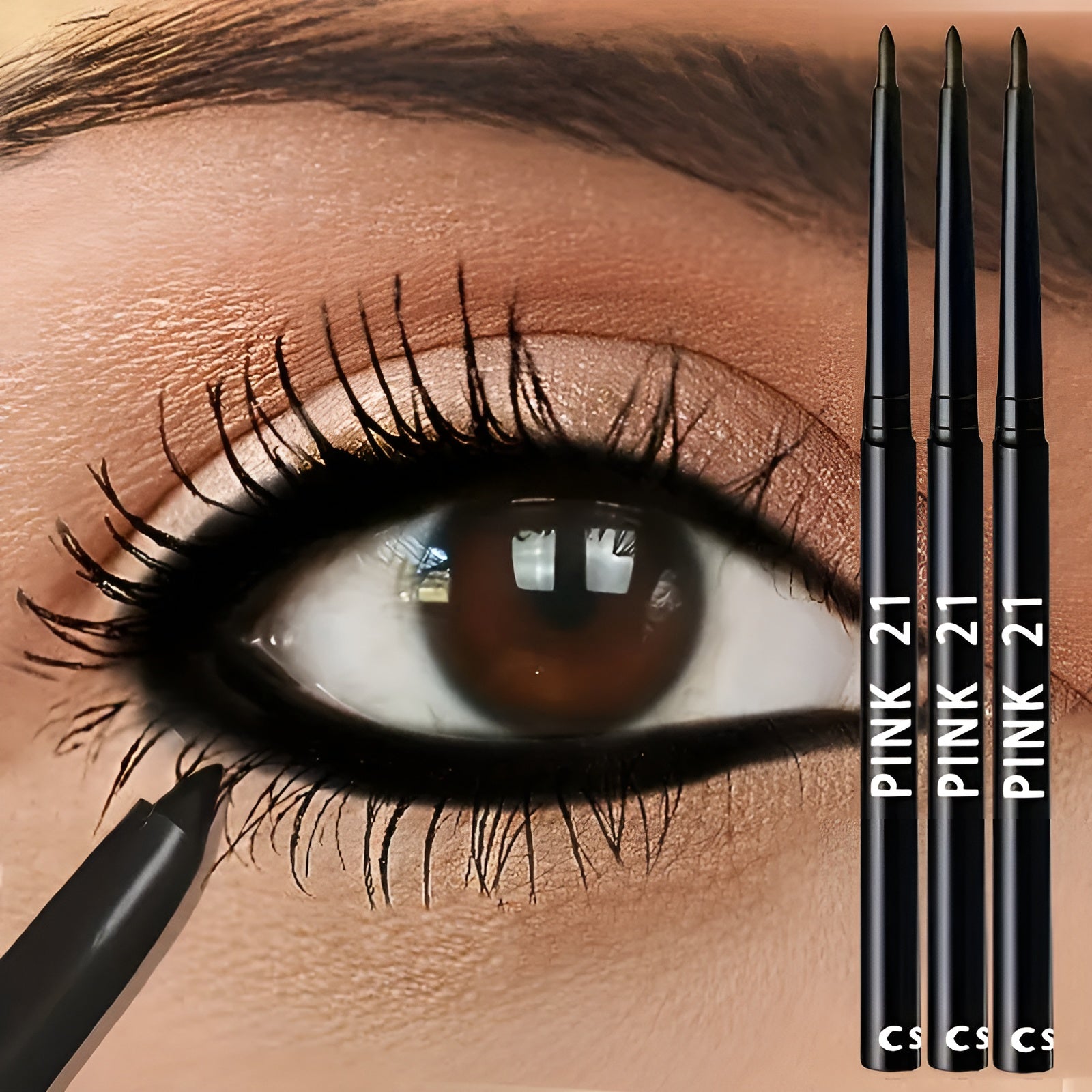 3Pcs Waterproof Eyeliner Pencils – Black Smudge-Proof and Long-Lasting