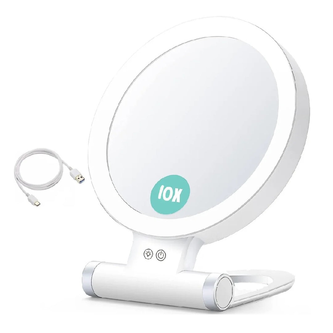 Portable Rechargeable LED Make-Up Mirror – Double-Sided Foldable Desktop