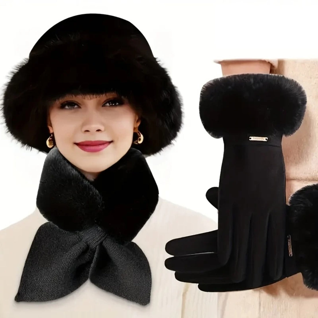 Women’s 3-Piece Winter Set – Hat Scarf and Gloves for Cold Weather