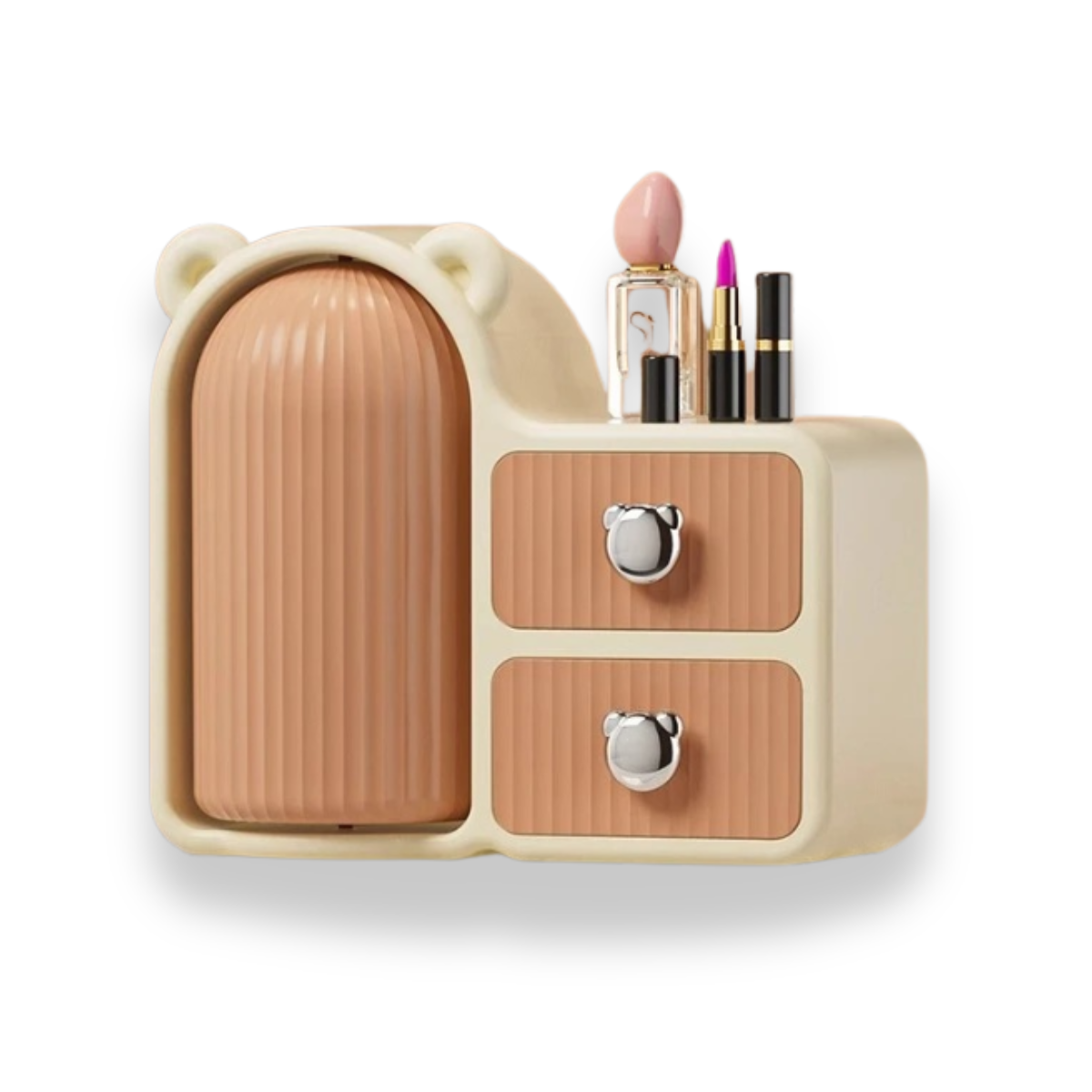 Desktop Storage Organizer – Rotating Makeup Brush Holder and Drawer Box