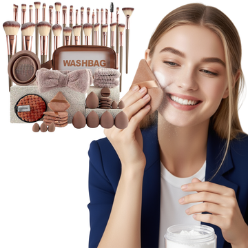 56-Piece Makeup Brush Set – Chocolate Full Face Kit with Beauty Sponge