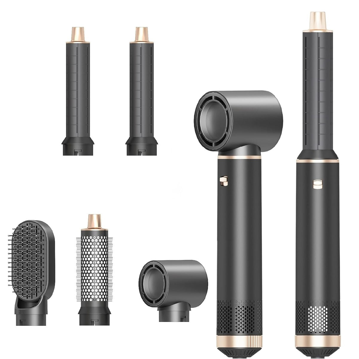 5-in-1 Foldable Hair Dryer – Portable Styling Brush Curler and Straightener