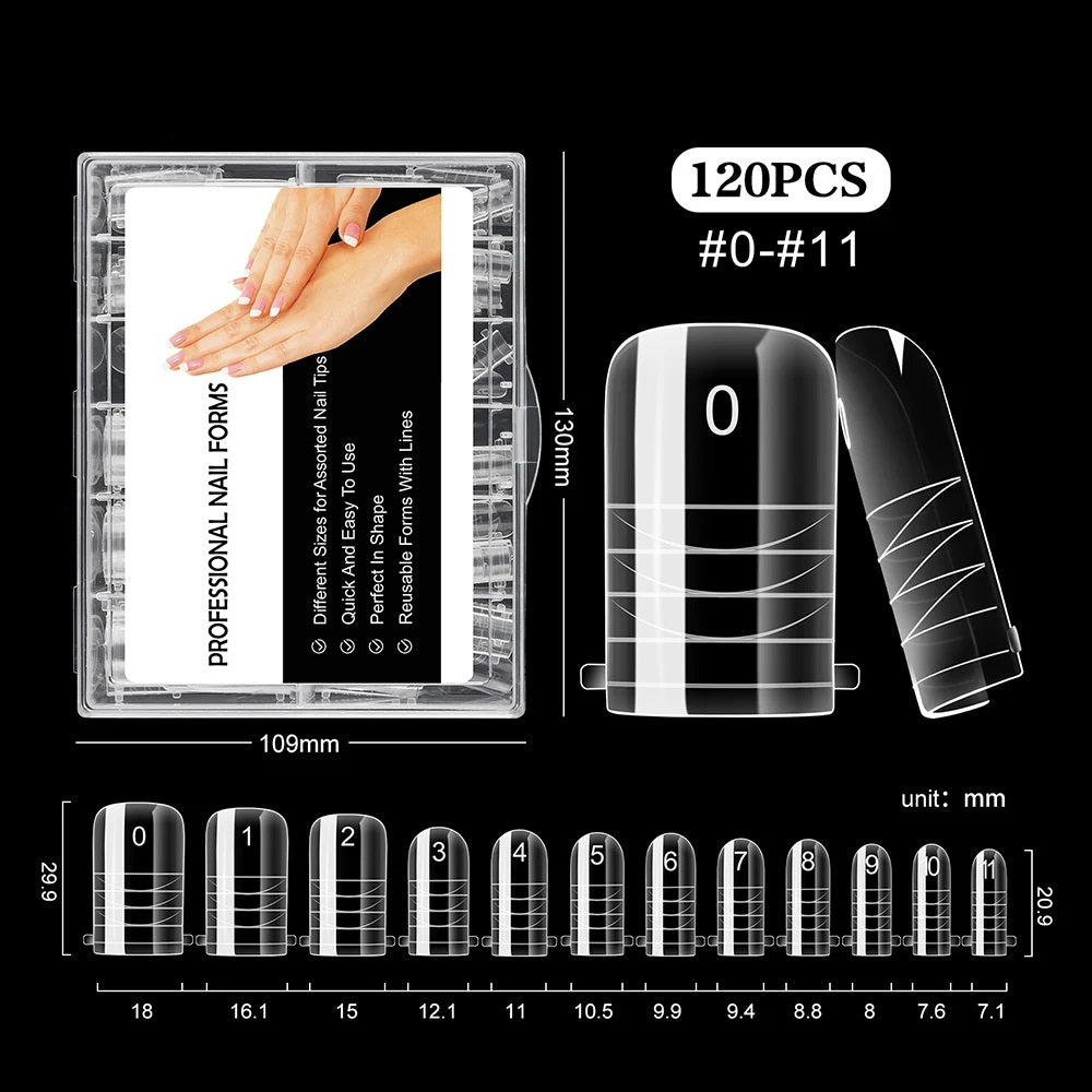 120-Pc Toe Nail Dual Forms – Full-Cover Gel Acrylic Extension Molds
