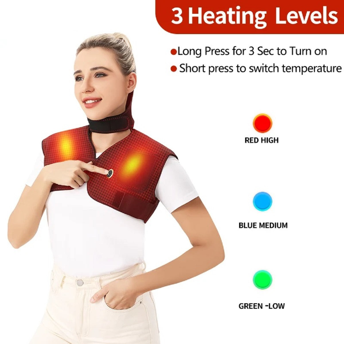 Electric Heating Pad – 3-Level USB Neck and Shoulder Massager