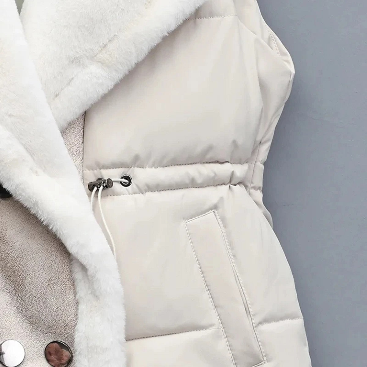 Women's Winter Outerwear Puffer Vest Fur Integrated Lapel Waistcoat