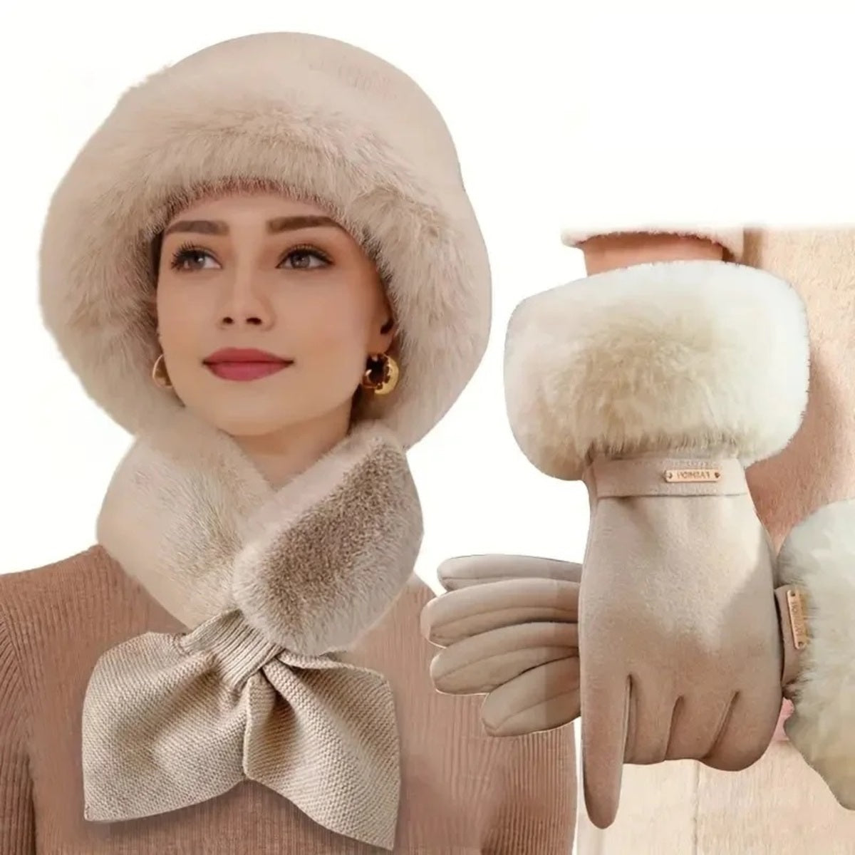 Women’s 3-Piece Winter Set – Hat Scarf and Gloves for Cold Weather