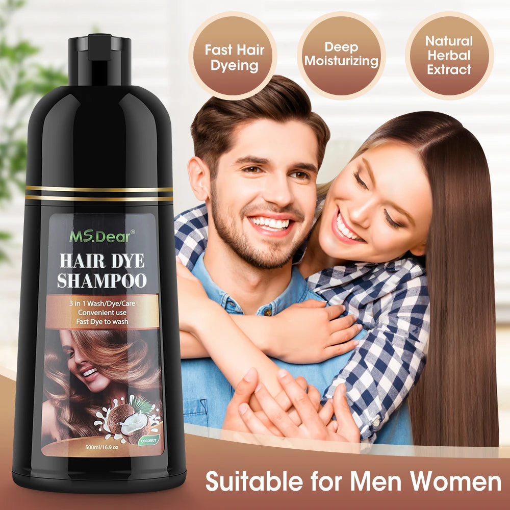 Instant Black Hair Dye Shampoo – Natural Ginseng Hair Colouring 500ml