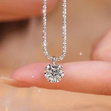S925 Sterling Silver Sparkling Pendant Necklace