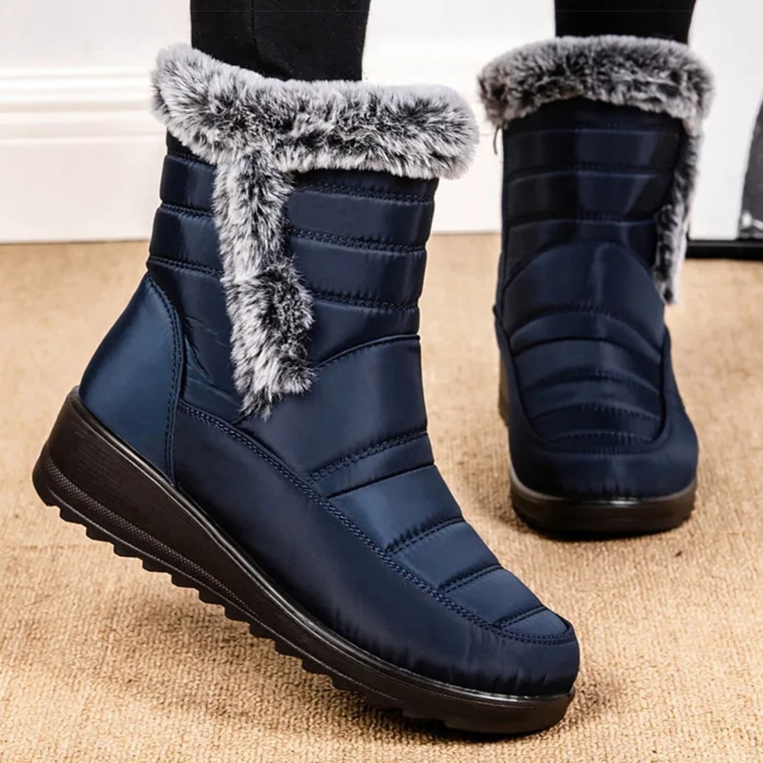 Women’s Warm Winter Fur Lined Low Heel Snow Boots