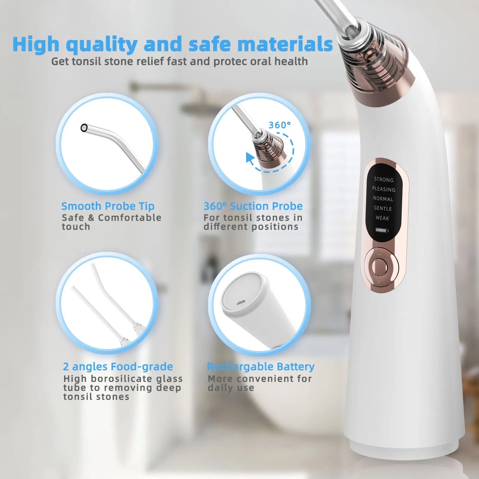 Tonsil Stone Removal Kit – 10-in-1 Mouth Vacuum with 5 Suction Modes