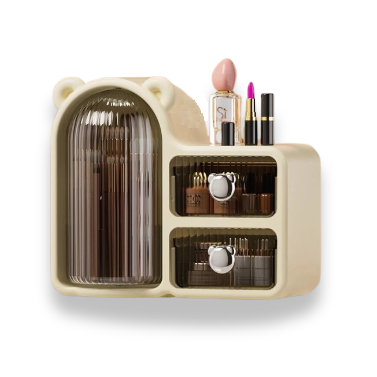 Desktop Storage Organizer – Rotating Makeup Brush Holder and Drawer Box