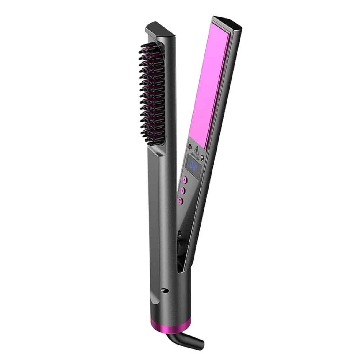 2 in 1 Ceramic Flat Iron Hair Straightener And Hot Brush